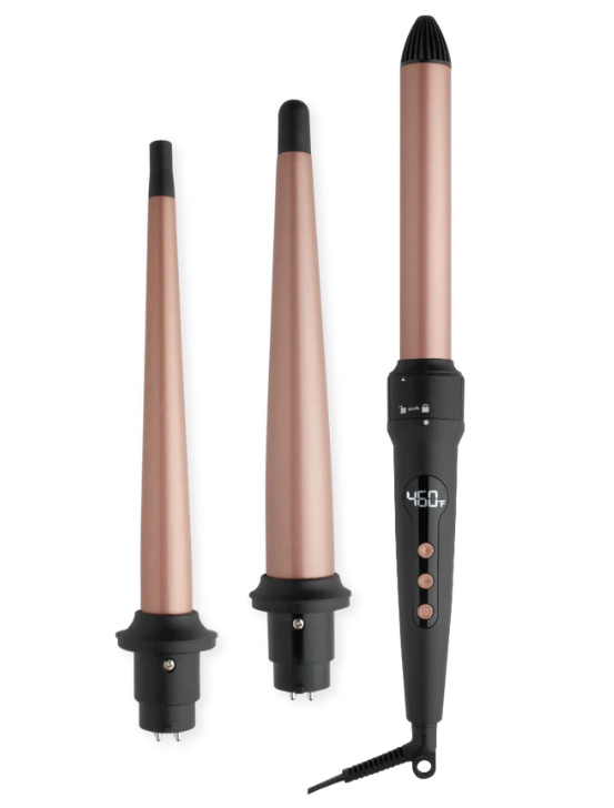 Hot & Hotter 3 in 1 Interchangeable Digital Curling Wand Set