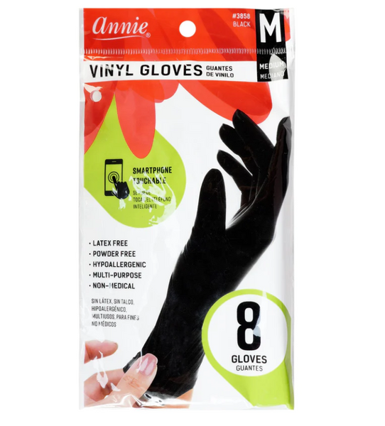 Annie Vinyl Gloves Powder Free 8ct Black Beautylicious