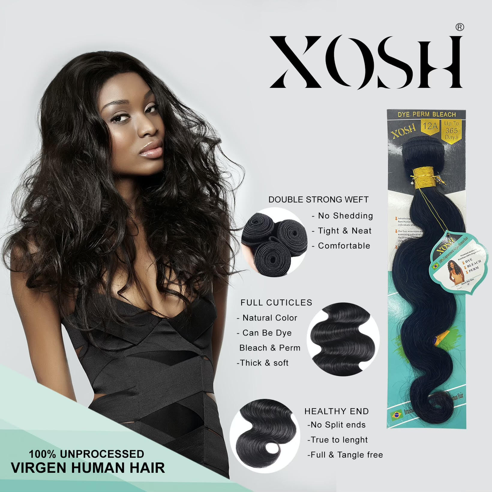 Xosh 100% Unprocessed Virgin Human Hair