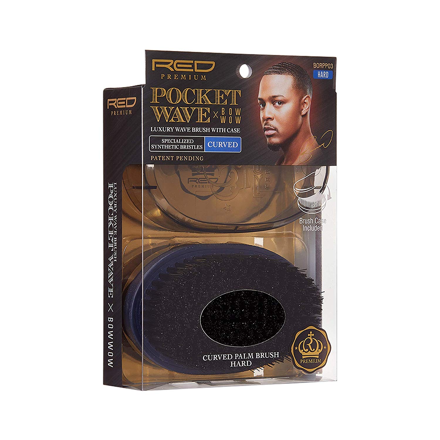 Red Premium Pocket Wave Bow Wow Curved Palm Brush