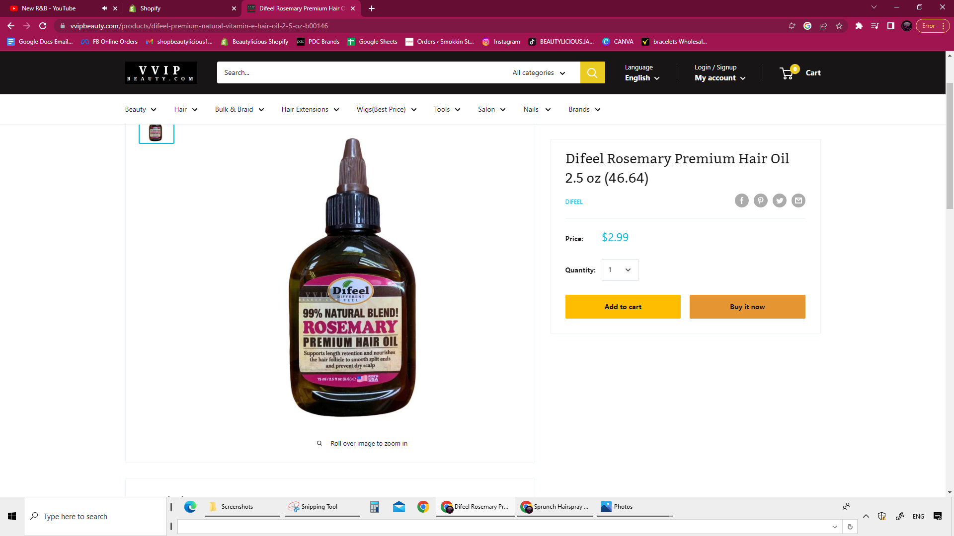 Difeel Premium Natural Hair Oils 2.5 fl oz