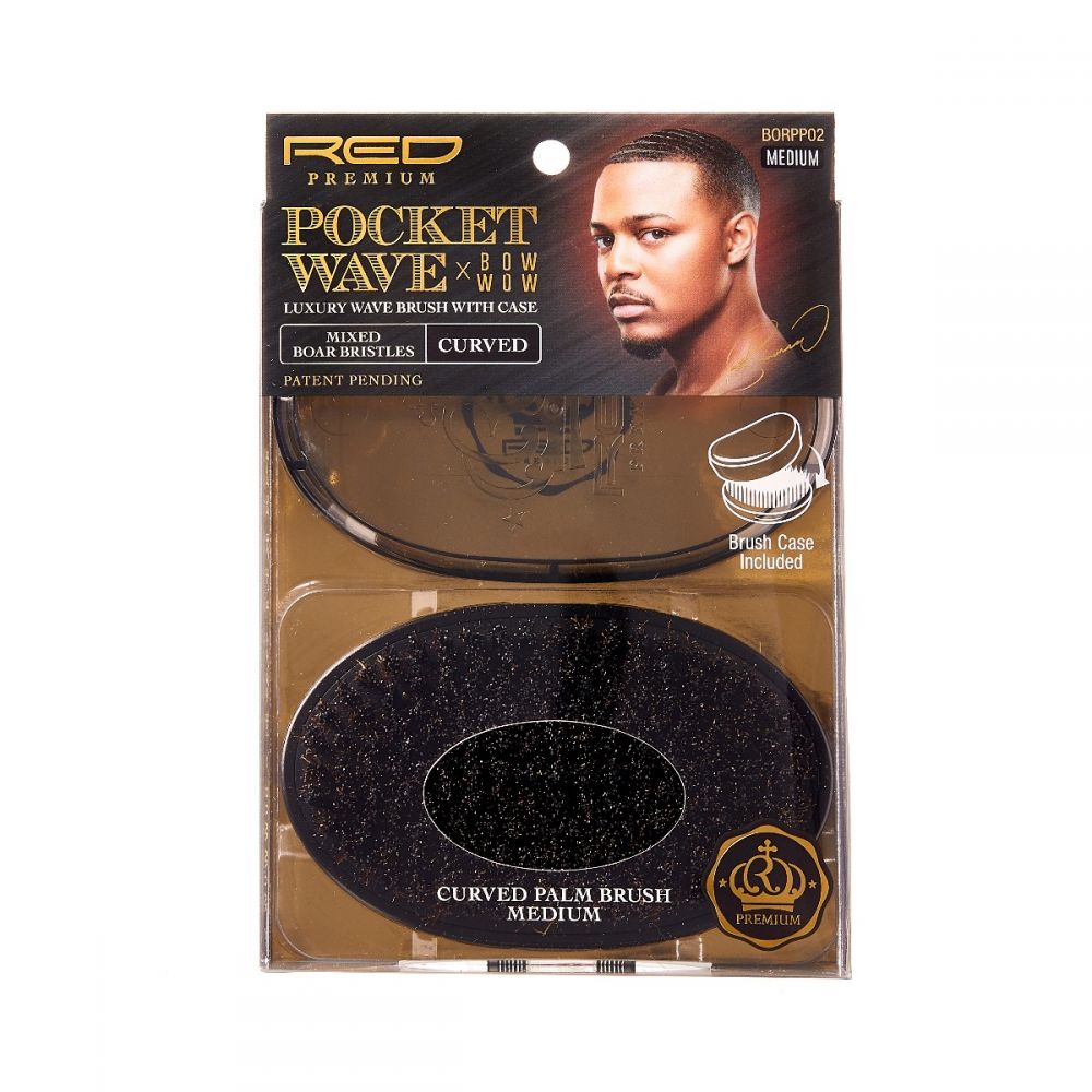 RED Premium Pocket Wave Brush X Bow Wow - Curved Palm Brush MEDIUM