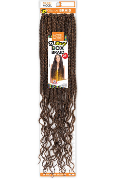 Model Model 3X Wavy Box Braids 26"