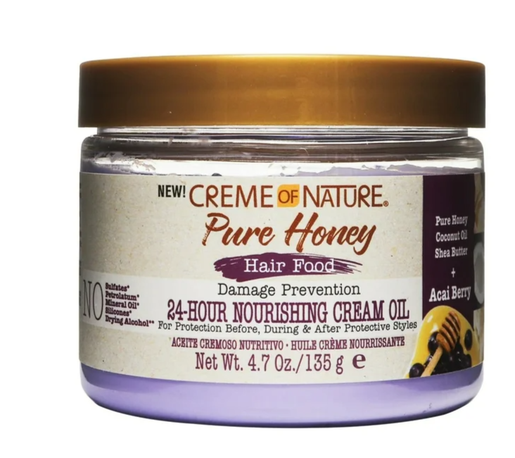 Creme of Nature Pure Honey Hair Food 24-Hour Nourishing Cream Oil Acai Berry