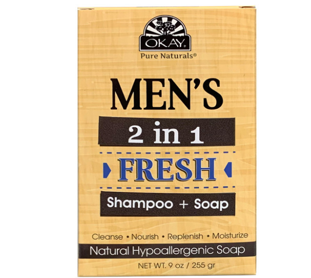 Okay Men's Shampoo + Soap 2 in 1 Bar