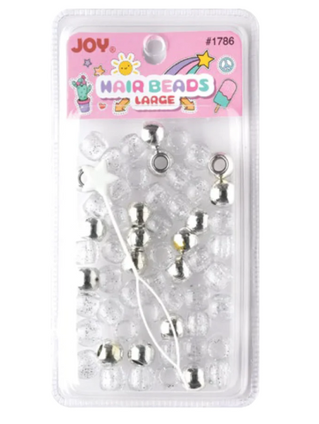 Annie Joy Large Hair Beads 50Ct Silver Metallic & Glitter