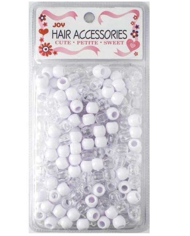 Annie Joy Large Hair Beads 240Ct White & Clear