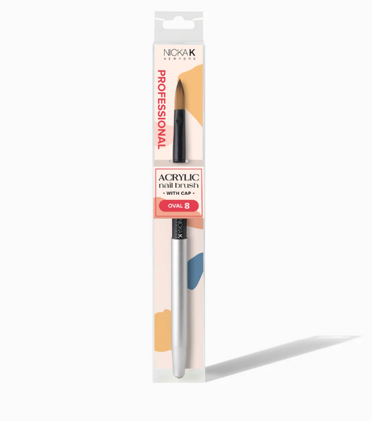 Nicka K Acrylic Nail Brush with Cap - Oval 8