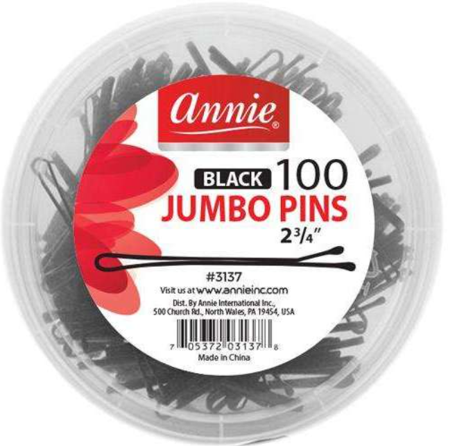 Annie Jumbo pins 2 3/4" 100 Ct Black