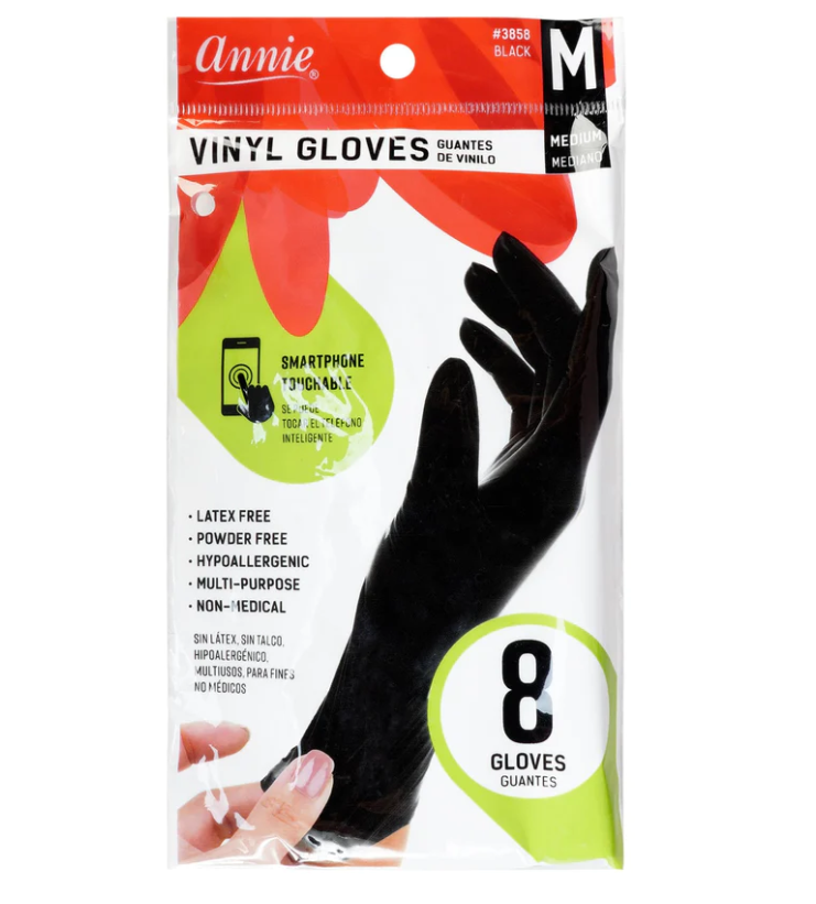Annie Vinyl Gloves Powder Free 8ct Black