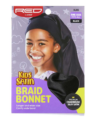 Red Kids Edge Satin Braid Bonnet