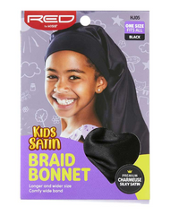 Red Kids Edge Satin Braid Bonnet