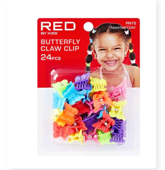 Red Kids Butterfly Claw Clips