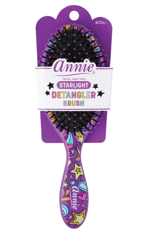 Annie Detangling Round Paddle Brush Purple Starlight