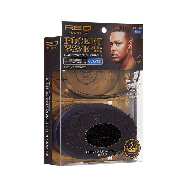 Red Premium Pocket Wave Bow Wow Curved Palm Brush