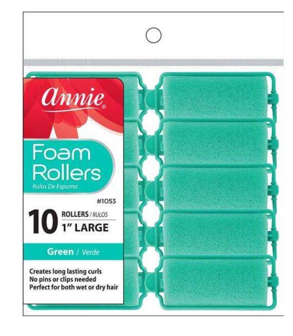 Annie Foam Rollers Large 10Ct Green