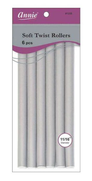 Annie Soft Twist Rollers 10in 6ct Gray