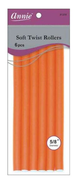 Annie Soft Twist Rollers 10in 6ct Orange