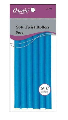 Annie Soft Twist Rollers 7in 6ct Blue