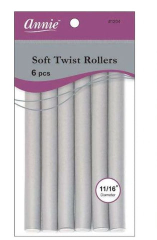 Annie Soft Twist Rollers 7in 6ct Gray