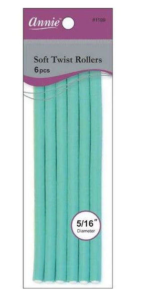 Annie Soft Twist Rollers 7in 6ct Green