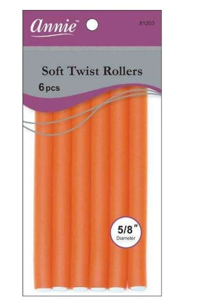 Annie Soft Twist Rollers 7in 6ct Orange