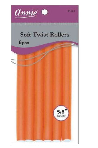 Annie Soft Twist Rollers 7in 6ct Orange