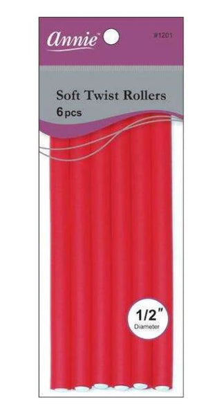 Annie Soft Twist Rollers 7in 6ct Red