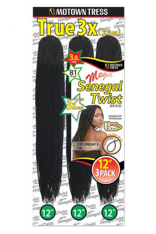 Motown Tress Crochet Mega Senegal Twist Braids (True 3X Pack)