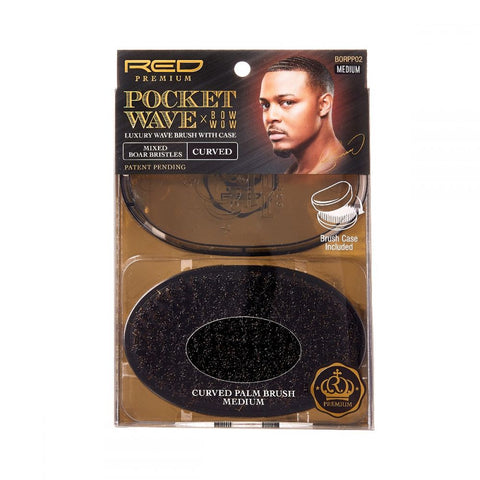 RED Premium Pocket Wave Brush X Bow Wow - Curved Palm Brush MEDIUM
